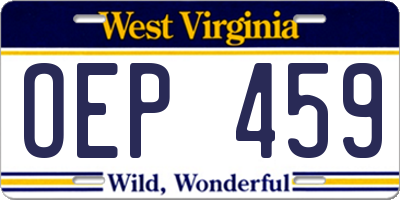 WV license plate OEP459