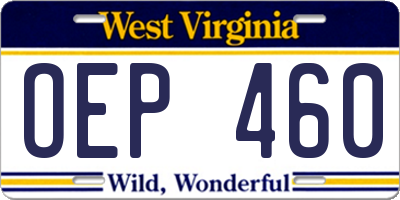 WV license plate OEP460