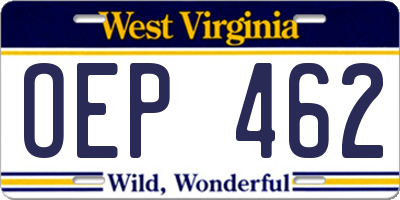 WV license plate OEP462