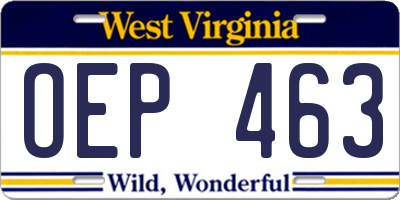 WV license plate OEP463