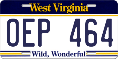 WV license plate OEP464