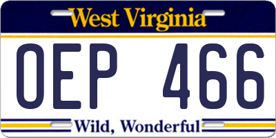 WV license plate OEP466