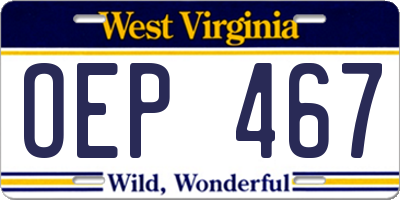 WV license plate OEP467