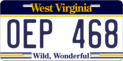 WV license plate OEP468