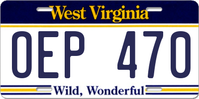 WV license plate OEP470