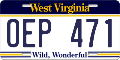 WV license plate OEP471