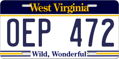 WV license plate OEP472