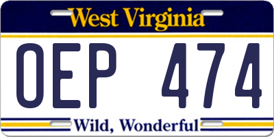 WV license plate OEP474