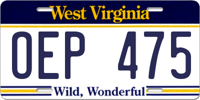 WV license plate OEP475