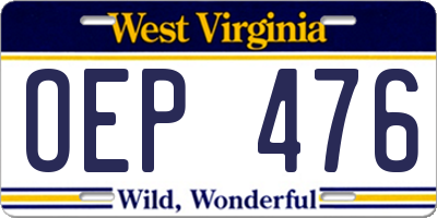 WV license plate OEP476