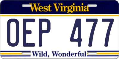 WV license plate OEP477