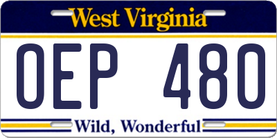 WV license plate OEP480