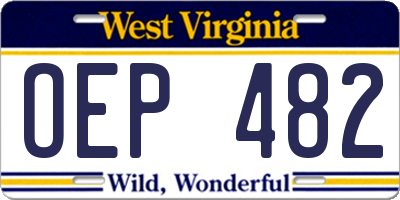 WV license plate OEP482