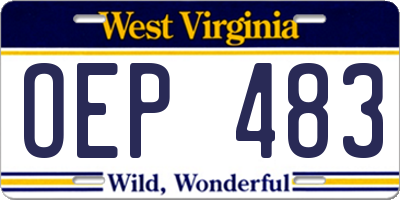 WV license plate OEP483