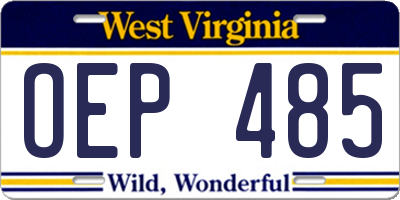 WV license plate OEP485
