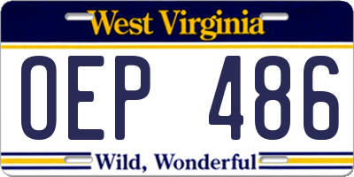 WV license plate OEP486