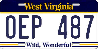 WV license plate OEP487