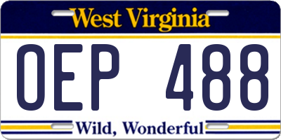 WV license plate OEP488
