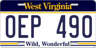WV license plate OEP490
