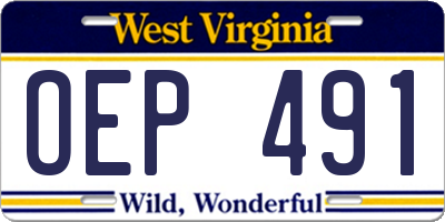 WV license plate OEP491