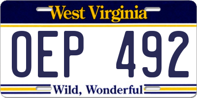 WV license plate OEP492