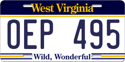 WV license plate OEP495