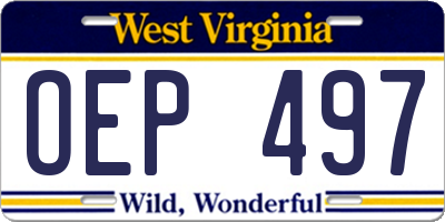WV license plate OEP497