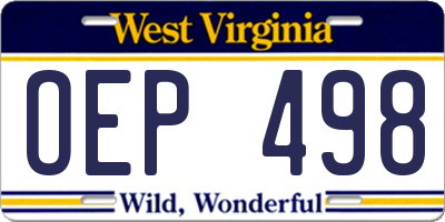 WV license plate OEP498
