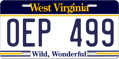 WV license plate OEP499