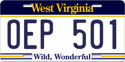 WV license plate OEP501