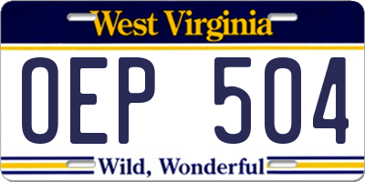 WV license plate OEP504