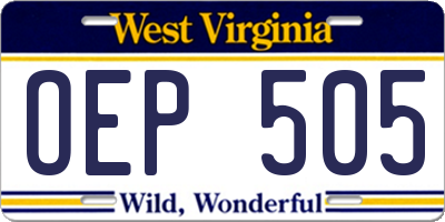WV license plate OEP505