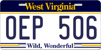 WV license plate OEP506