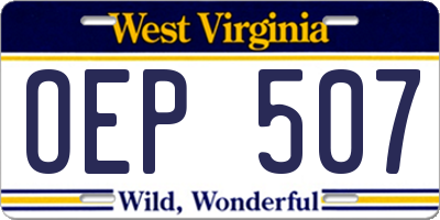 WV license plate OEP507