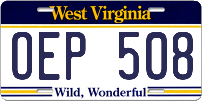WV license plate OEP508