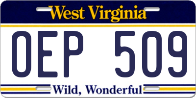 WV license plate OEP509