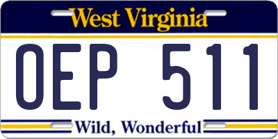 WV license plate OEP511