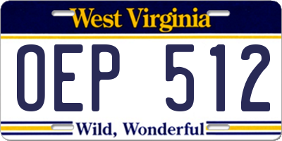 WV license plate OEP512