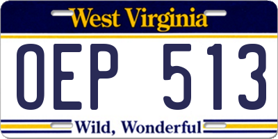 WV license plate OEP513