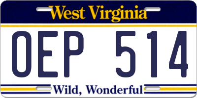 WV license plate OEP514