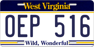 WV license plate OEP516