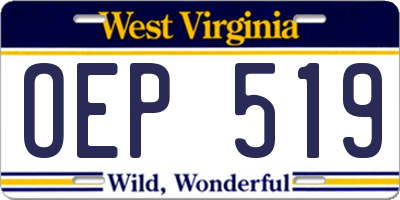 WV license plate OEP519