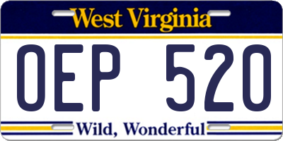 WV license plate OEP520