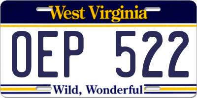 WV license plate OEP522
