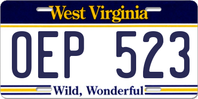 WV license plate OEP523