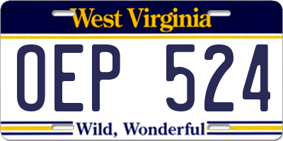 WV license plate OEP524