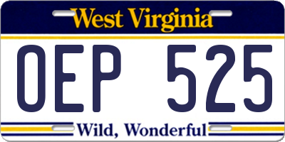 WV license plate OEP525