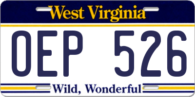 WV license plate OEP526