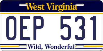 WV license plate OEP531