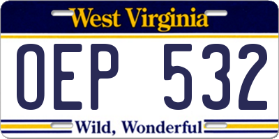 WV license plate OEP532